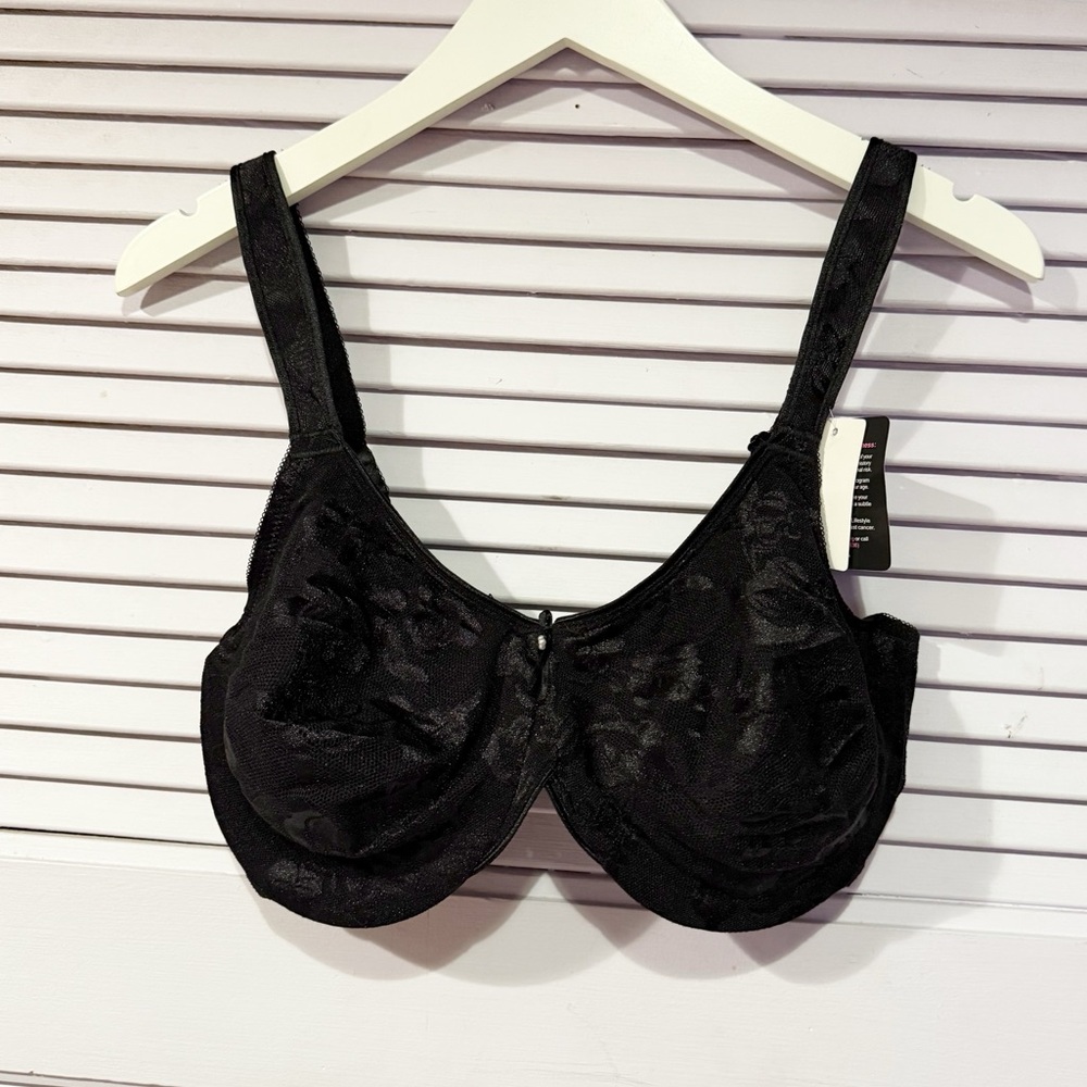 NWT Wacoal Awareness Bra 85567 Size 38DD Black Comfort Full Coverage